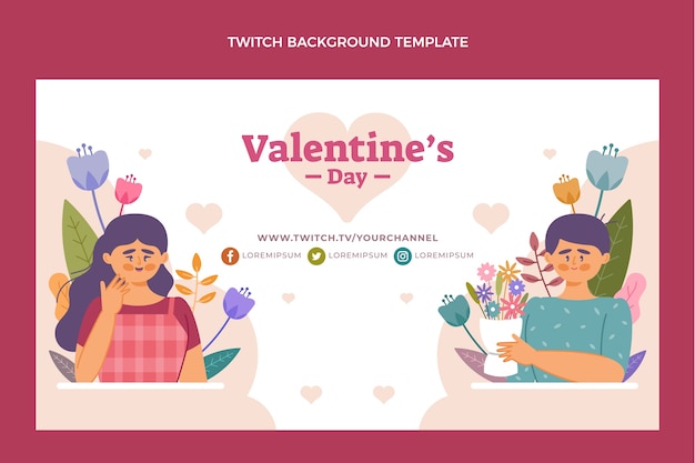 Flat valentine's day twitch background