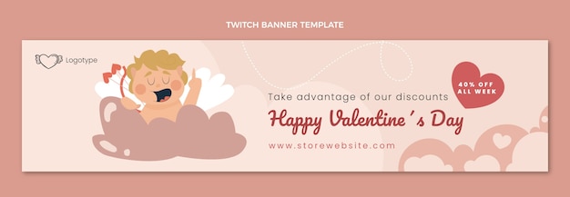 Flat valentine's day twitch banner