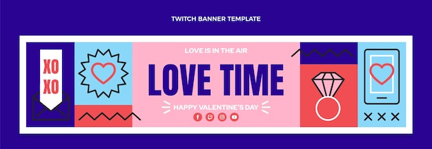 Flat valentine's day twitch banner