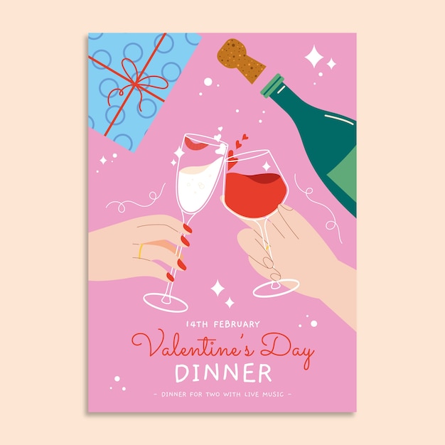 Free Vector flat valentine's day vertical flyer template