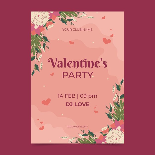 Flat valentine's day vertical flyer template