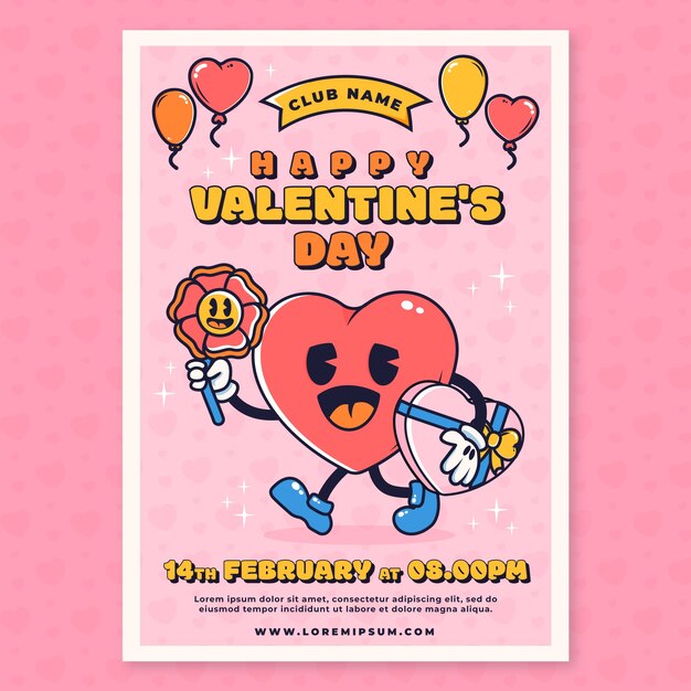 Flat valentine's day vertical flyer template