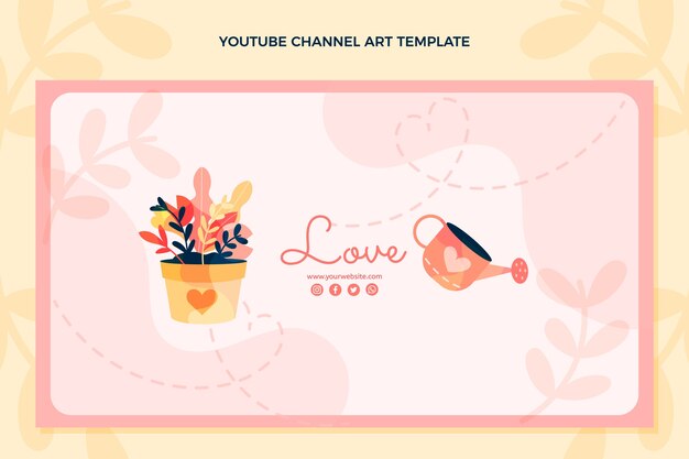 Flat valentine's day youtube channel art