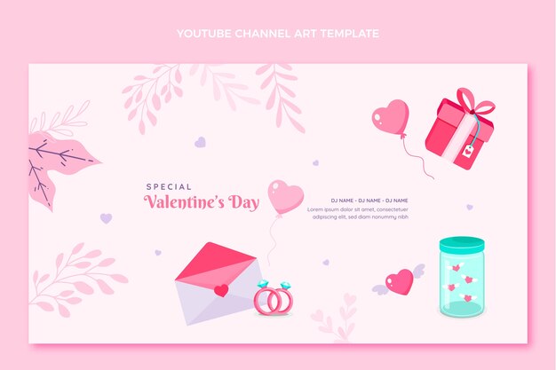 Flat valentine's day youtube channel art