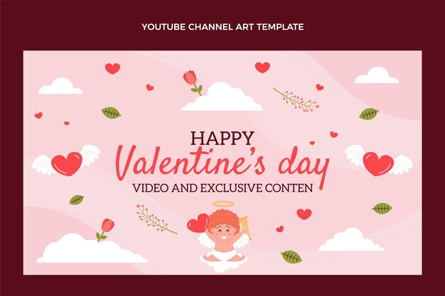 Flat valentine's day youtube channel art