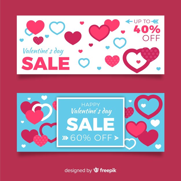 Flat valentine sale banner