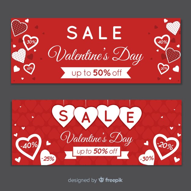 Flat valentine sale banner