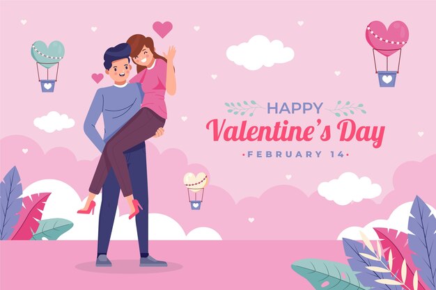 Flat valentines day celebration background