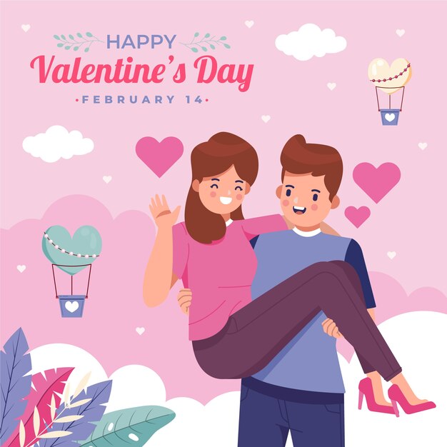 Flat valentines day celebration illustration