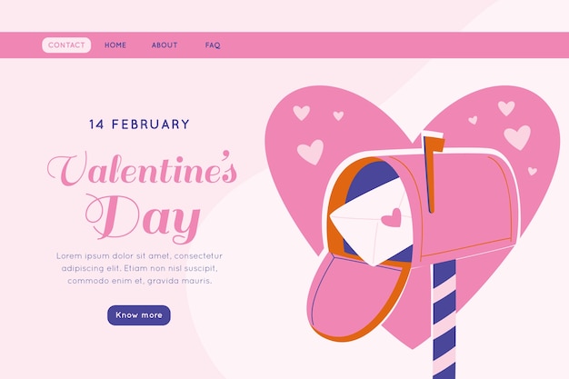 Free Vector flat valentines day celebration landing page template