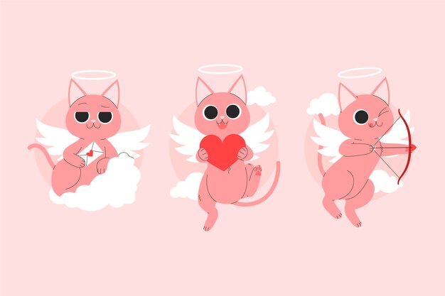 Flat valentines day cupid characters collection