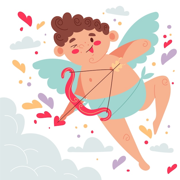 Flat valentines day cupid or cherub illustration