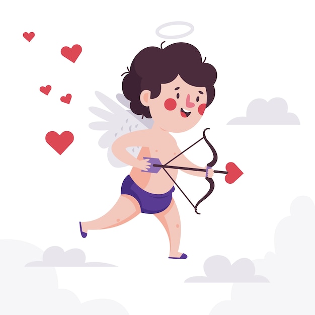 Flat valentines day cupid illustration