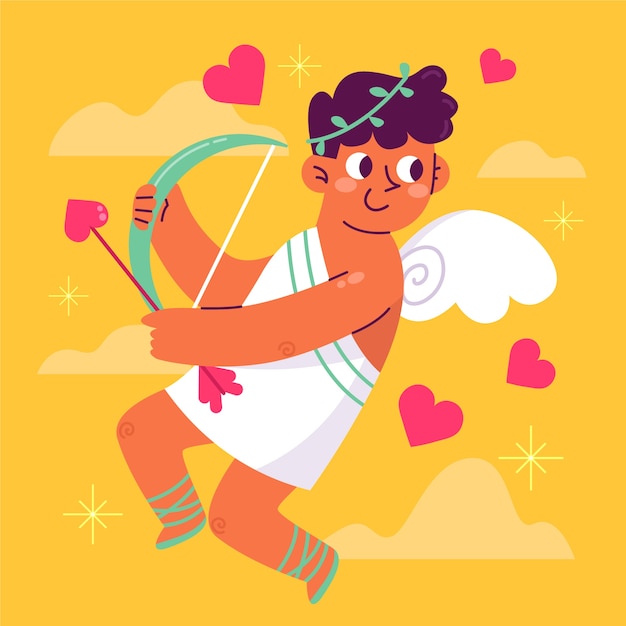 Free Vector flat valentines day cupid illustration