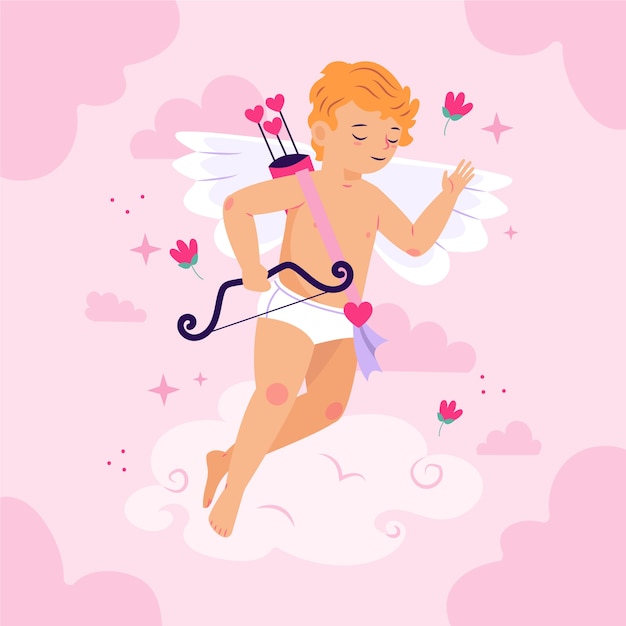 Free Vector flat valentines day cupid illustration