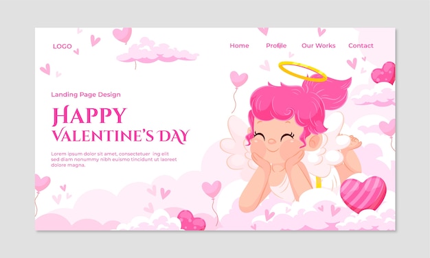 Free Vector flat valentines day landing page template