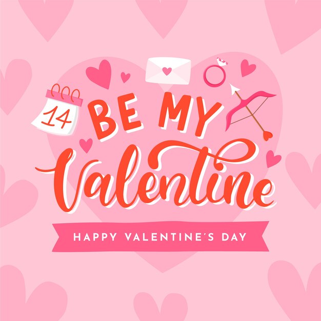 Flat valentines day lettering