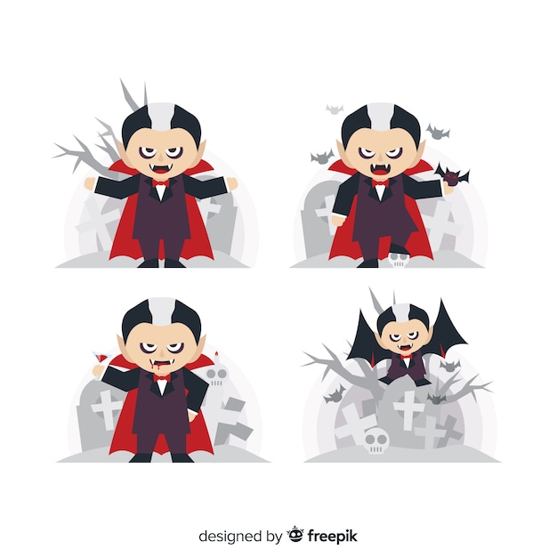 Flat vampire with black and white hairstyle