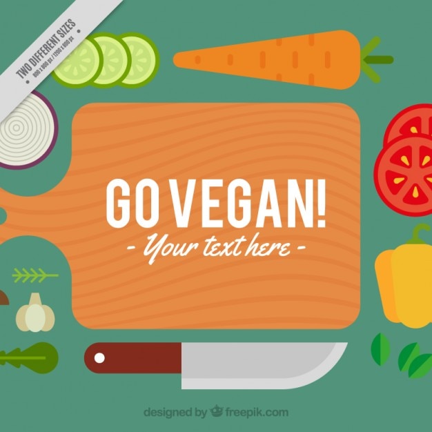 Free Vector flat vegan food and cutboard in a top view background