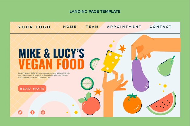 Flat vegan food landing page