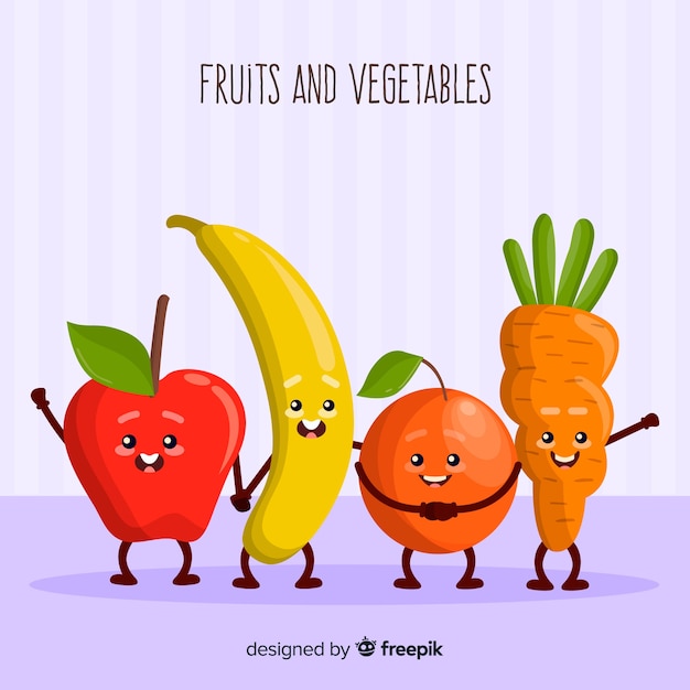 Flat vegetables and fruits background