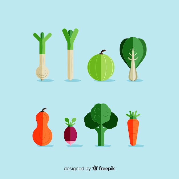 Free Vector flat vegetables and fruits background