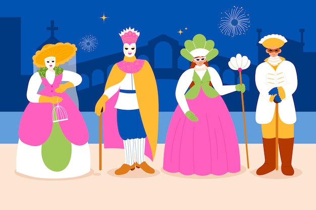 Flat venice carnival illustration