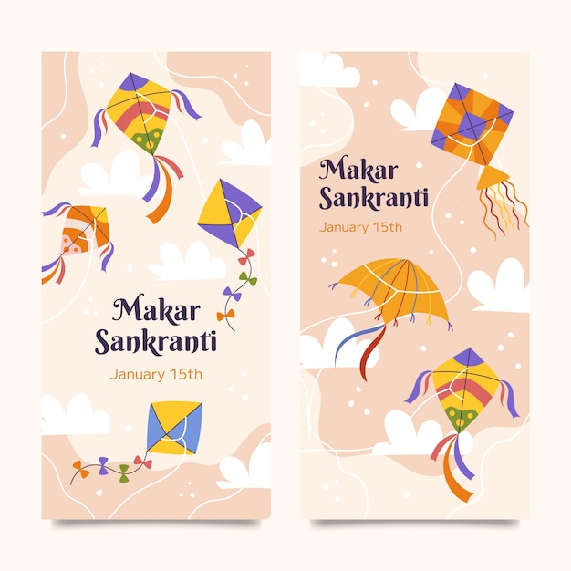 Free Vector flat vertical banner template for makar sankranti festival