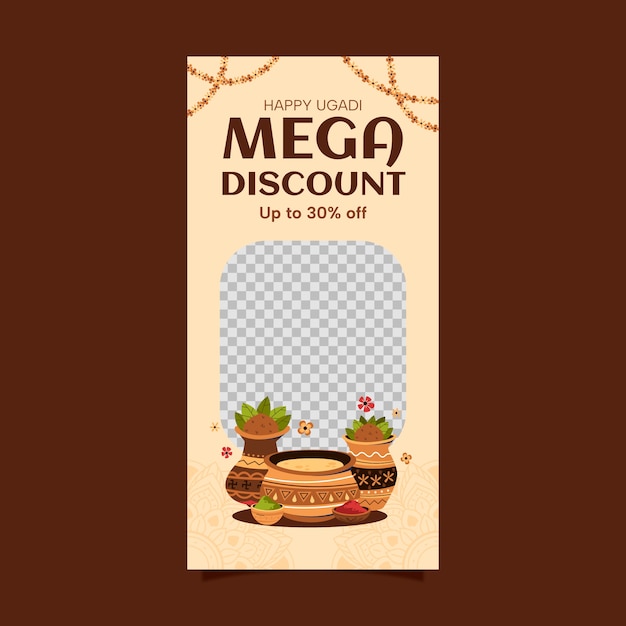 Free Vector flat vertical banner template for ugadi festivity