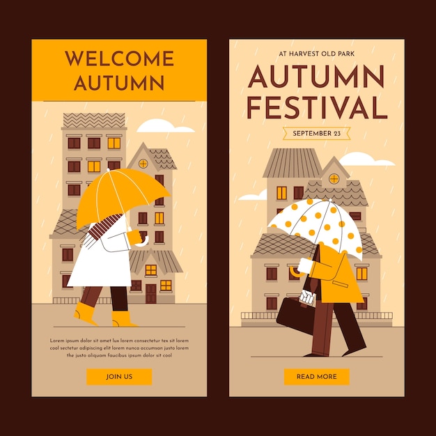 Flat vertical banners collection for autumn celebration