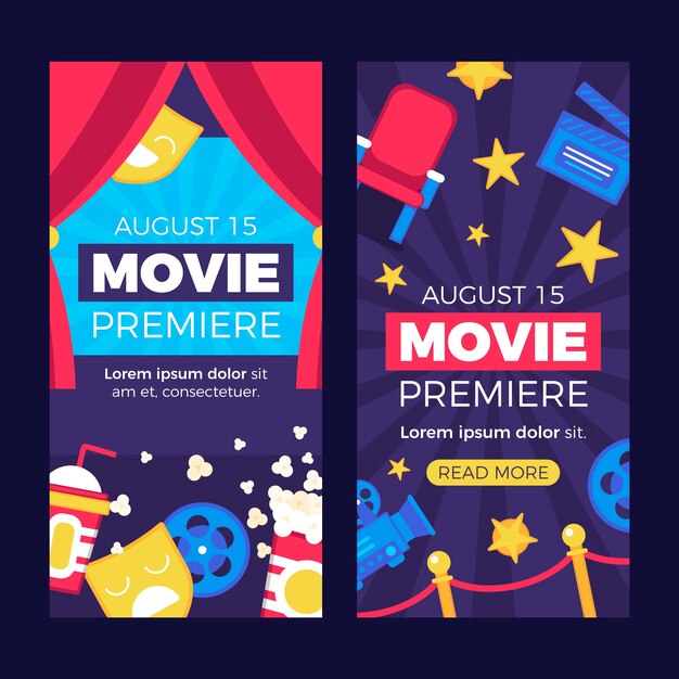 Flat vertical banners set for movie premiere event