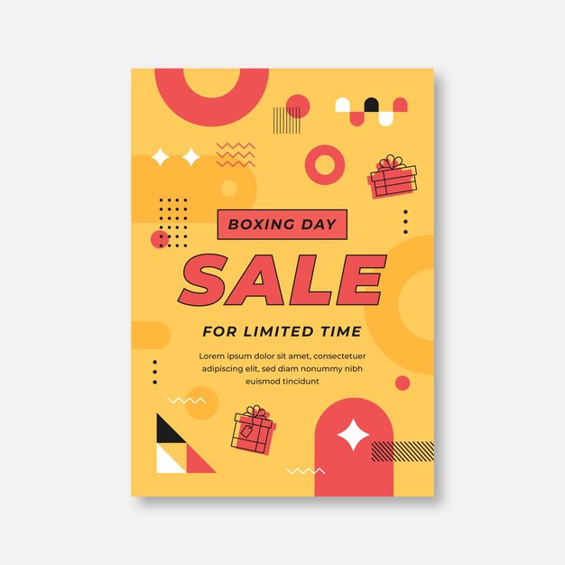 Flat vertical boxing day sale poster template