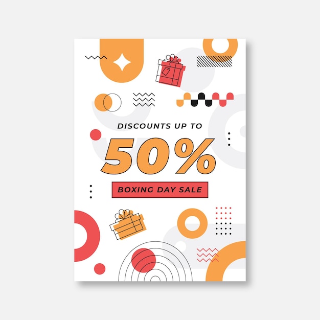 Flat vertical boxing day sale poster template