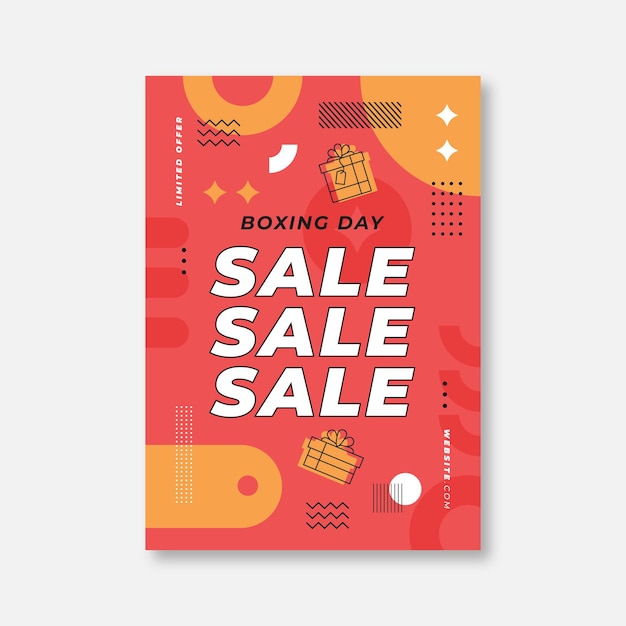 Flat vertical boxing day sale poster template