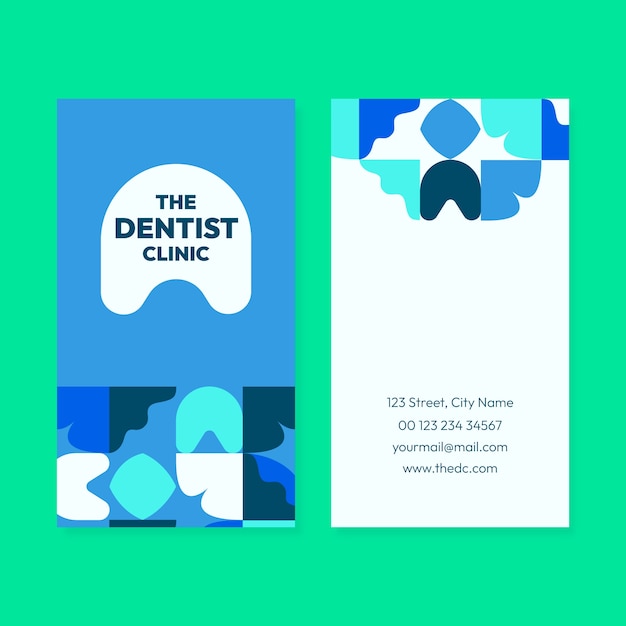 Flat vertical business card template for dental clinic business