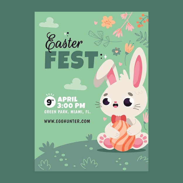 Flat vertical flyer template for easter celebration