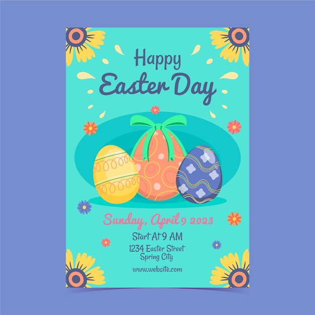 Flat vertical flyer template for easter celebration