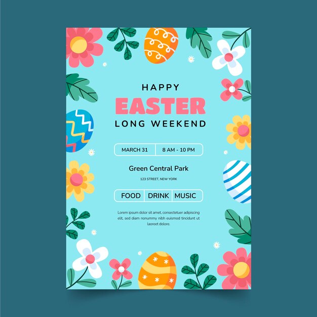 Free Vector flat vertical flyer template for easter holiday