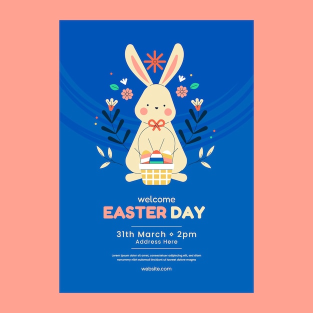 Free Vector flat vertical flyer template for easter holiday