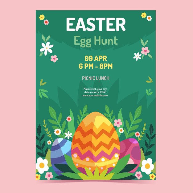 Free vector flat vertical flyer template for easter holiday