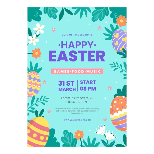 Free Vector flat vertical flyer template for easter holiday