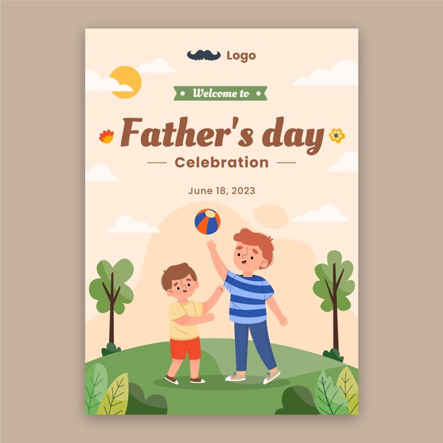 Flat vertical flyer template for father's day celebration