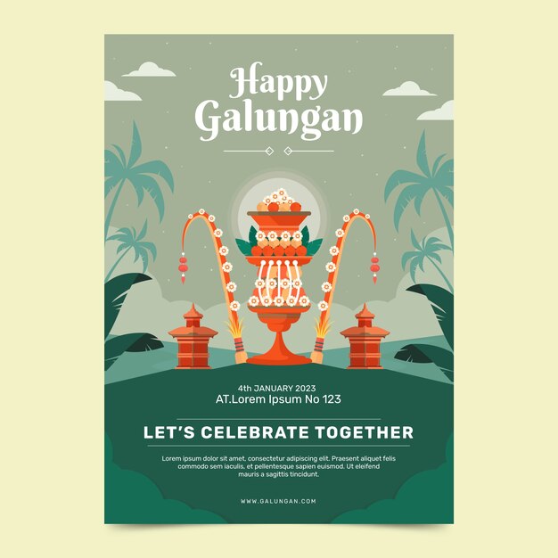 Flat vertical flyer template for galungan