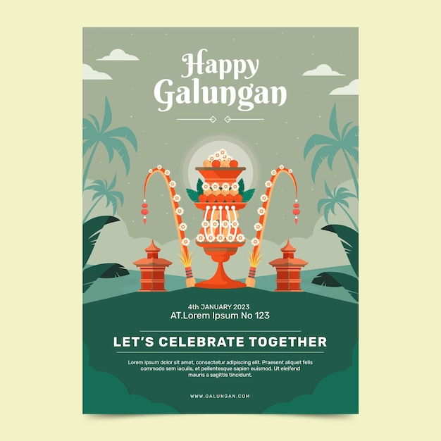 Flat vertical flyer template for galungan