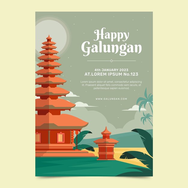 Flat vertical flyer template for galungan