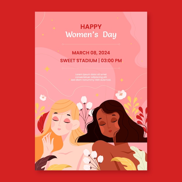 Flat vertical flyer template for international women's day celebration