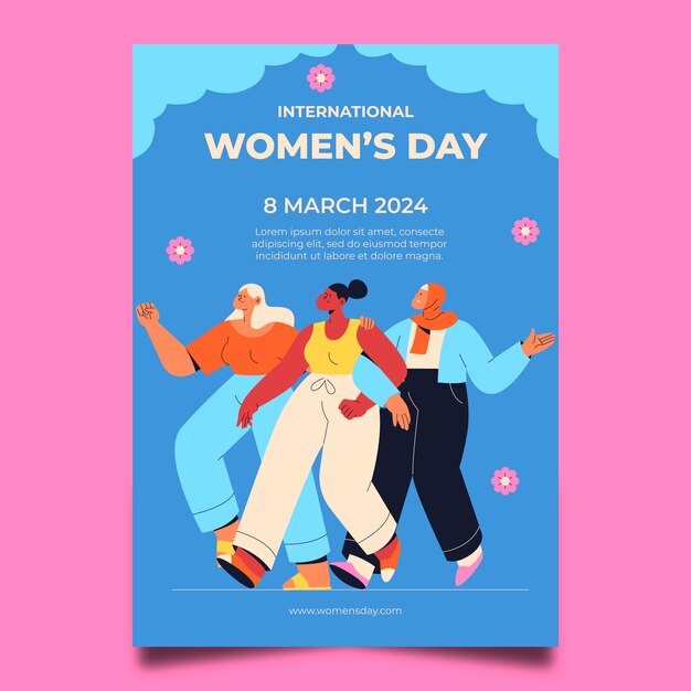 Flat vertical flyer template for international women's day celebration