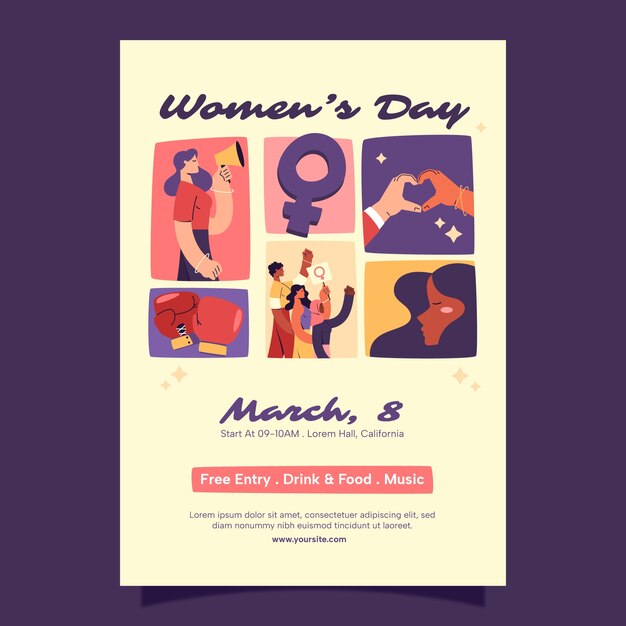 Flat vertical flyer template for international women's day celebration