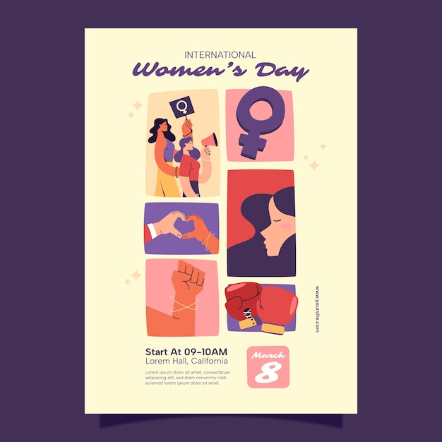 Free Vector flat vertical flyer template for international women's day celebration