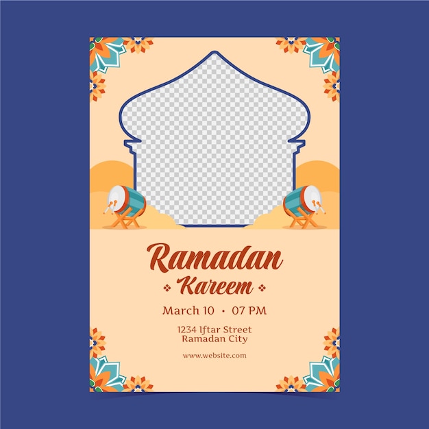 Free Vector flat vertical flyer template for islamic ramadan celebration